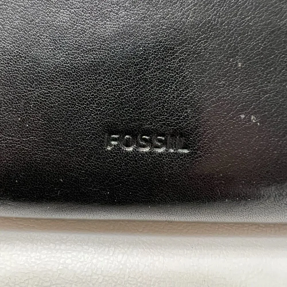 Fossil Zip Around Wristlet Emma Black RFID Large Leather Clutch Women’s Classy